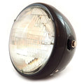 7" Custom Side Mount Motorcycle Headlight H4 Halogen - Gloss Black - Clear Lens
