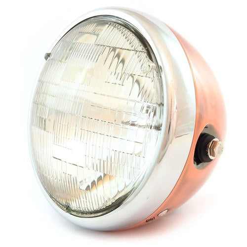 7" Custom Side Mount Motorcycle Headlight - Bronze - Chrome - Clear H4 Halogen