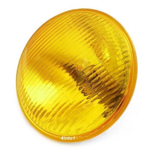 7" Halogen H4 Motorcycle Headlight - Amber - Vintage Cafe Racer Bobber Chopper