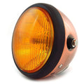 6.5" Bullet Side Mount H4 Halogen Motorcycle Headlight Bronze Matte Black Amber