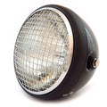 7" Side Mount Motorcycle Headlight Gloss/Matte Black Chrome Grill Clear Halogen