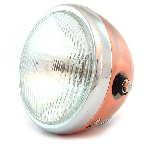 6.5" Bullet Side Mount H4 Halogen Motorcycle Headlight - Bronze Chrome