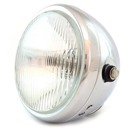 6.5" Bullet Side Mount H4 Halogen Motorcycle Headlight - Chrome