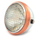 7" Side Mount Motorcycle H4 Halogen H4 Halogen Headlight - Chrome Bronze Grill
