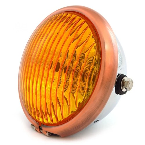5.75" Side Mount Halogen Motorcycle Headlight - Chrome - Bronze - Amber