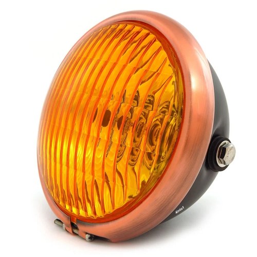 5.75" Side Mount Halogen Motorcycle Headlight - Matte Black - Bronze - Amber