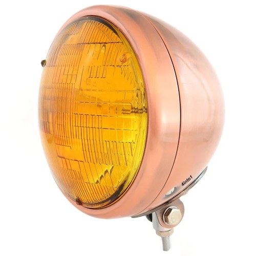7" Bottom Mount H4 Halogen Motorcycle Headlight / Spotlight - Bronze - Amber