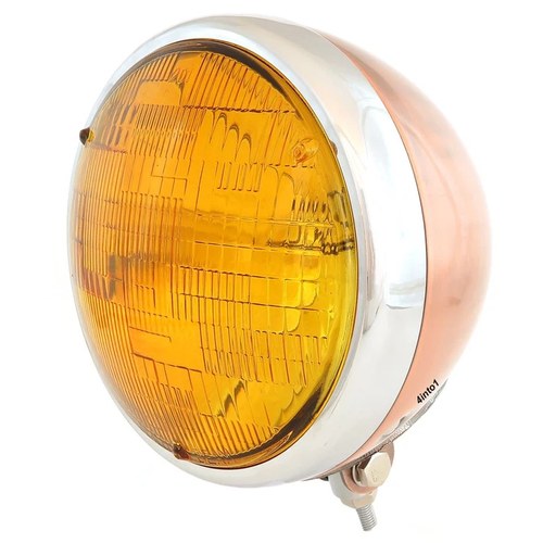 7" Bottom Mount H4 Halogen Motorcycle Headlight - Bronze - Chrome - Amber