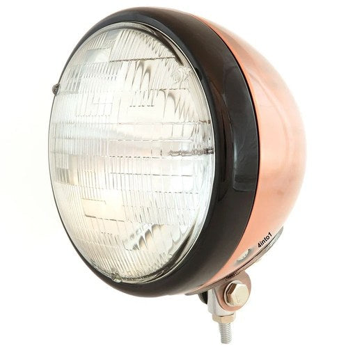 7" Bottom Mount Motorcycle H4 Halogen Headlight - Bronze - Gloss Black - Clear