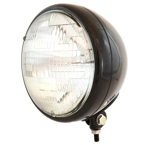 7" Bottom Mount Motorcycle Headlight Spotlight - Gloss Black - Clear H4 Halogen