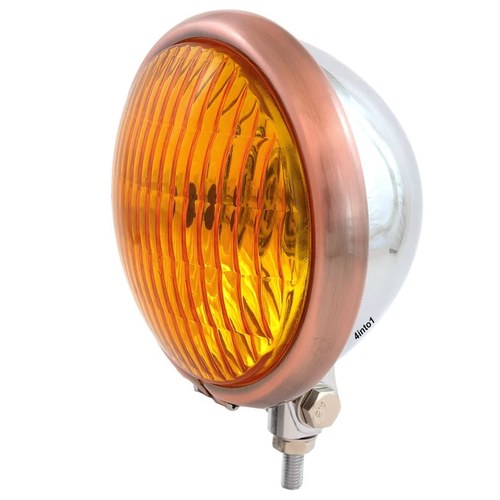 5.75" Bottom Mount Halogen Motorcycle Headlight Spotlight - Chrome Bronze Amber