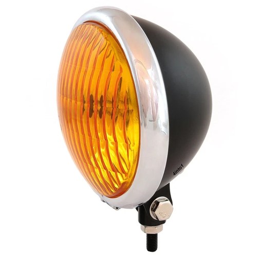 5.75" Bottom Mount Halogen Headlight Spotlight - Matte Black Chrome Amber
