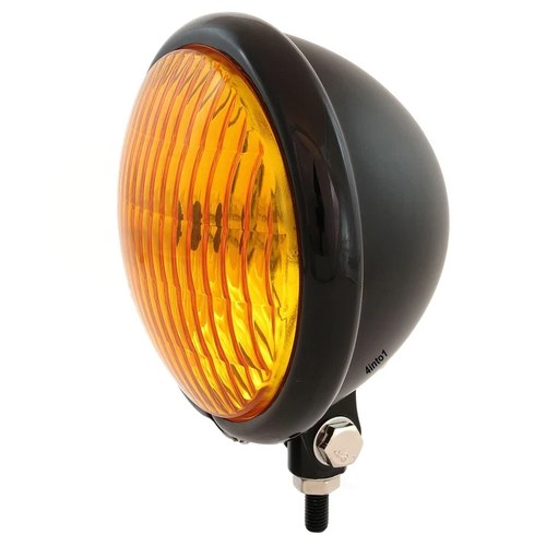 5.75" Bottom Mount Halogen Headlight Spotlight - Matte Black Gloss Black Amber