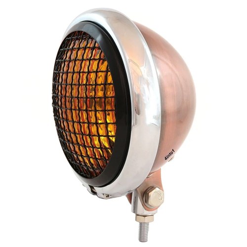 5.75" Bottom Mount Headlight w/ Grill - Bronze Chrome Gloss Black Amber