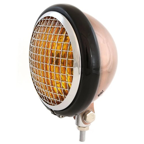 5.75" Bottom Mount Headlight w/ Grill - Bronze Gloss Black Chrome Amber