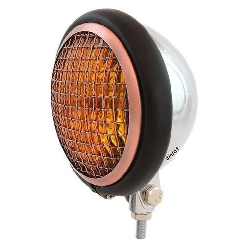5.75" Bottom Mount Headlight w/ Grill - Chrome Matte Black Bronze Amber