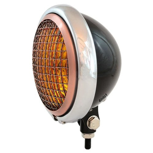 5.75" Bottom Mount Headlight w/ Grill - Gloss Black Chrome Bronze Amber