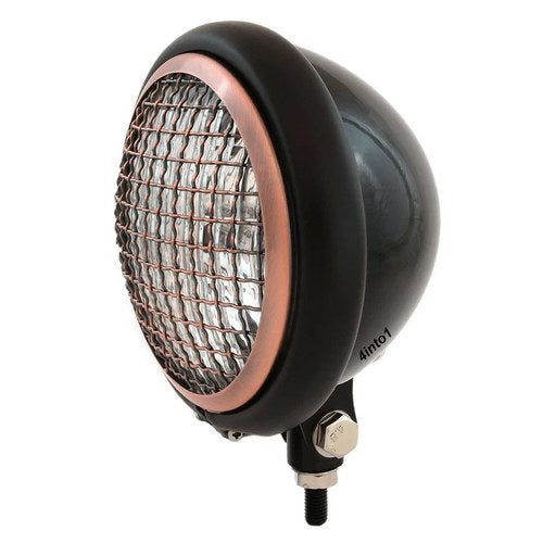 5.75" Bottom Mount Headlight w/ Grill - Gloss Matte Black Bronze Amber