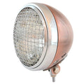 7" Bottom Mount Motorcycle H4 Halogen Headlight w/ Grill - Bronze Chrome - Clear