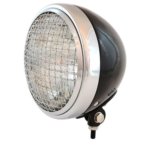 7" Custom Bottom Mount Motorcycle Headlight Gloss Black Chrome Clear H4 Halogen