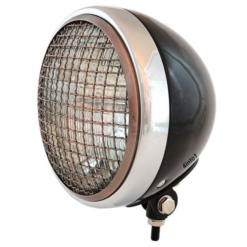 7" Bottom Mount Motorcycle Headlight Black Chrome Bronze Grill Clear H4 Halogen