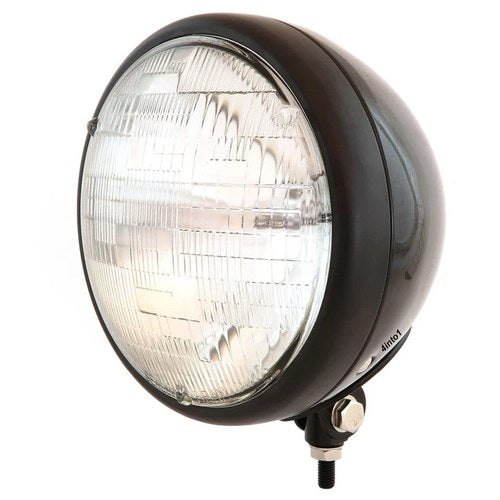 7" Custom Bottom Mount Motorcycle Headlight Spotlight - Black - Clear H4 Halogen