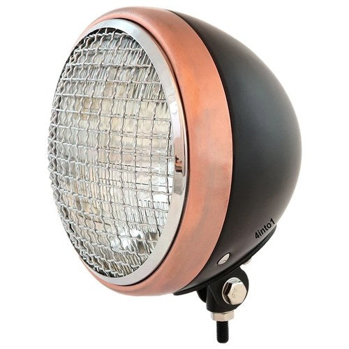 7" Bottom Mount Motorcycle Headlight Black Bronze Chrome Grill Clear H4 Halogen