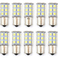 Set of 10 - LED Bulbs - 27 Smd - 1156 - White - RV Camper Car Truck Motorcycle