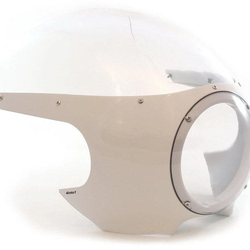 Cafe Racer Retro Drag Racing Motorcycle Fairing - White - Clear Windshield