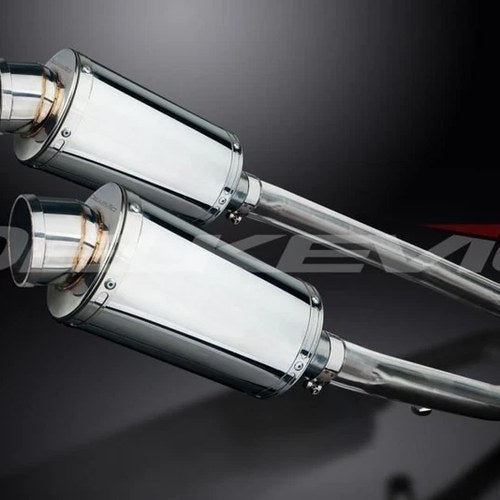 Delkevic 9" Stainless Oval Slip On Mufflers - Kawasaki ZX-14 2012-2021 Exhaust
