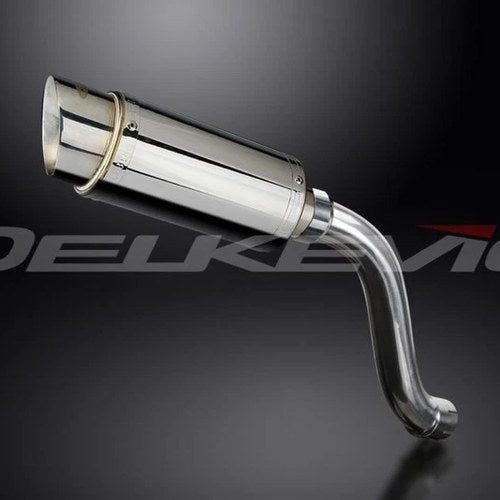 Delkevic 8" Stainless High Mount Round Muffler - Suzuki SV650 1998-2002 Exhaust