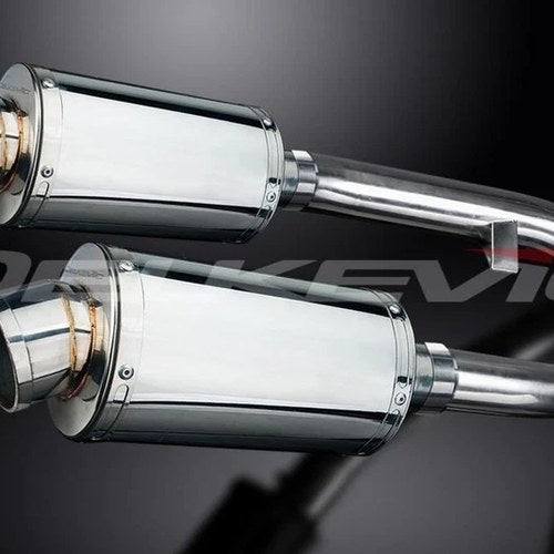 Delkevic 9" Stainless Oval Slip On Mufflers - Yamaha FJR1300 2001-2005 Exhaust