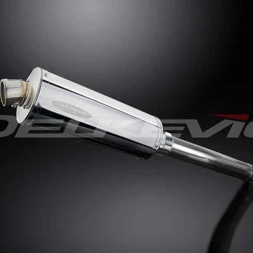 Delkevic 14" Stainless Steel Oval Stubby Muffler - Yamaha YZF750R 94-98 Exhaust
