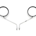 Set of 2 Universal Round Motorcycle Mirrors - 8mm - Chrome Stem / Black Housing