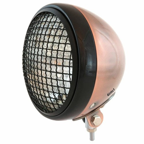 7" Bottom Mount Motorcycle Headlight Spotlight w/ Grill Bronze Black H4 Halogen
