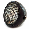 7" Side Mount Motorcycle Headlight w/ Grill - Gloss Matte Black Clear H4 Halogen