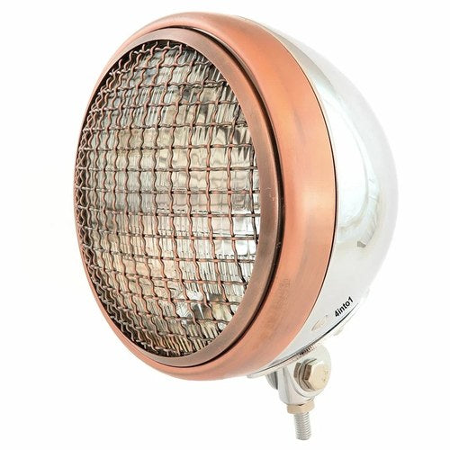 7" Bottom Mount Motorcycle Headlight Spotlight w/ Grill Chrome Bronze H4 Halogen