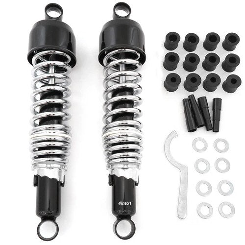 Performance Black Rear Shocks Chrome Spring 335mm Yamaha RD250 RD350 XS360 TX650