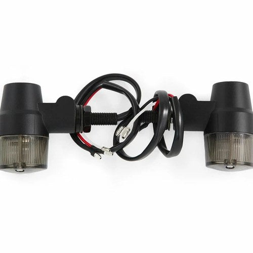 Flat Black Aluminum Turn Signals - Smoke Lens - Dual Filament Honda Bobber Cafe