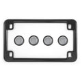 Gloss Black License Plate Frame w/ 4 Clear Reflector Bolts Set