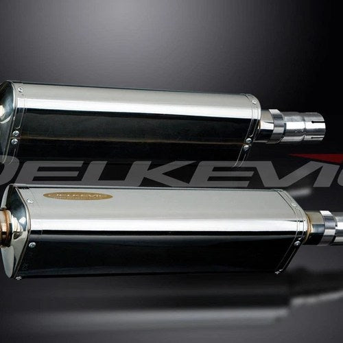 Delkevic 17" Stainless Tri-Oval Mufflers - Triumph Legend TT - 99-01 Exhaust