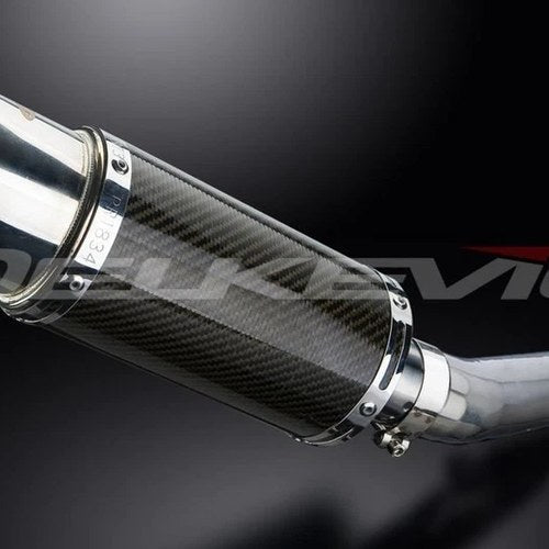 Delkevic 8" Mini Carbon Fiber Round Muffler Slip On - Honda CBR600 F3 1995-1996