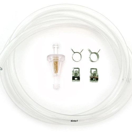 5 Feet 1/4" 6mm Clear Motorcycle Fuel Line Kit with Clear Fuel Filter & Clips