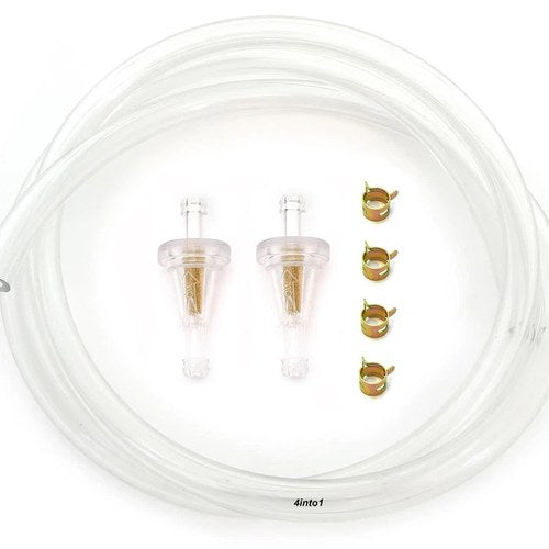 5 Feet 1/4" 6mm Clear Motorcycle Fuel Line Kit with 2 Clear Fuel Filter & Clips
