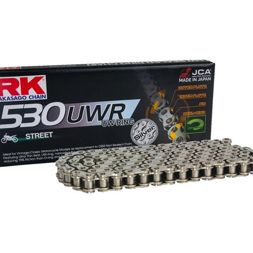 RK 530 UW-Ring Vintage Chain Silver 120 Links Honda CB450 CB650 CB750 CB900 Cbx