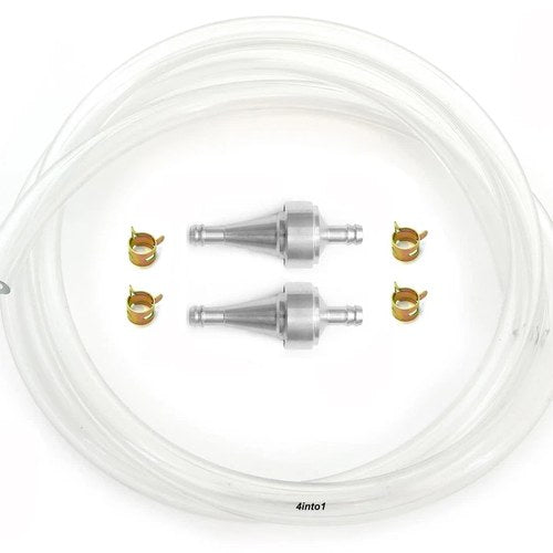 5 Feet SP1 1/4" 6mm Clear Fuel Line Kit w/ Titanium Aluminum Fuel Filter & Clips
