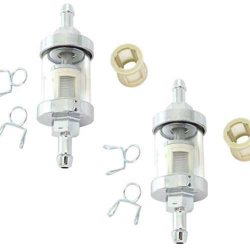 2 Pack Universal Clear Glass Fuel Filters - 1/4" 6mm Gas Petrol Screen