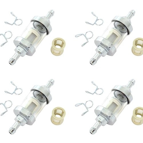 4 Pack Universal Clear Glass Fuel Filters - 1/4" 6mm Gas Petrol Screen