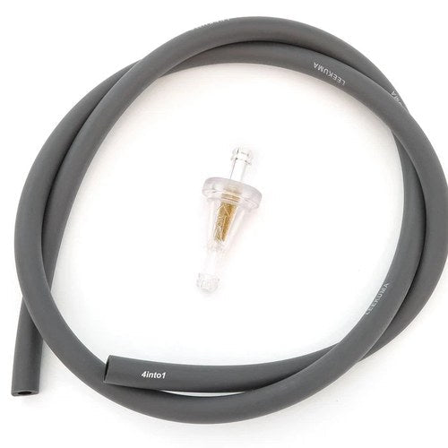 3 Feet Grey 5.3mm 1/4 inch Motorcycle Fuel / Vent Line & Clear Fuel Filter Set