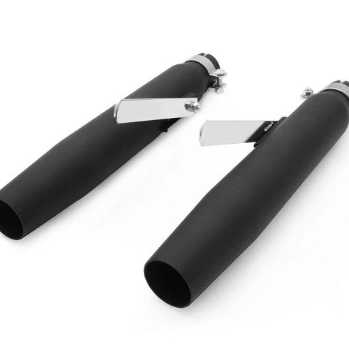 2 Pack Flat Black Tapered Shorty Muffler 16.25" Custom Cafe Bobber Motorcycle
